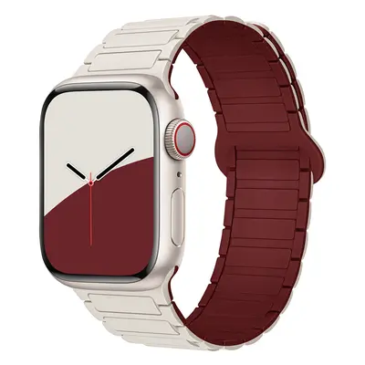 Dvojbarevný magnetický řemínek pro Apple Watch 42/44/45/46/49mm Barva: Béžovo-vínový