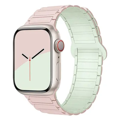 Dvojbarevný magnetický řemínek pro Apple Watch 42/44/45/46/49mm Barva: Růžovo-mentolový