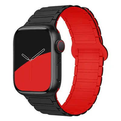 Dvojbarevný magnetický řemínek pro Apple Watch 42/44/45/46/49mm Barva: Černo-Červený