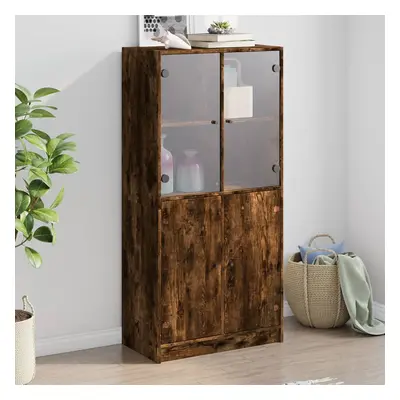 vidaXL Highboard s dvířky kouřový dub 68x37x142 cm kompozitní dřevo