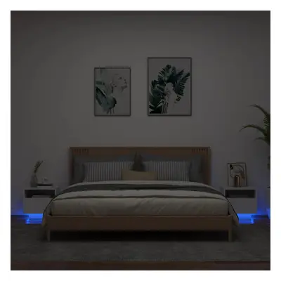 vidaXL Noční stolky s LED osvětlením 2 ks bílé 40 x 39 x 37 cm