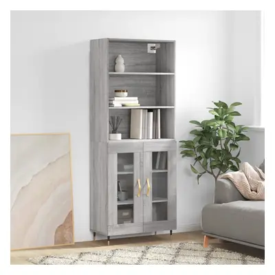 vidaXL Skříň highboard šedá sonoma 69,5 x 34 x 180 cm kompozitní dřevo