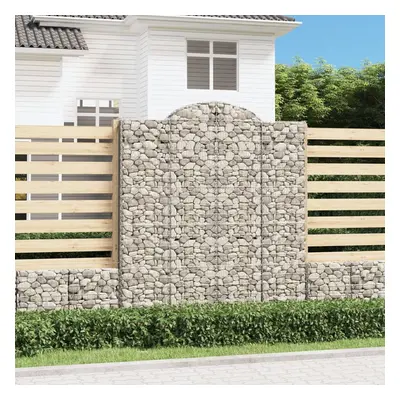 vidaXL Klenutý gabionový koš 200 x 30 x 220/240 cm pozinkované železo