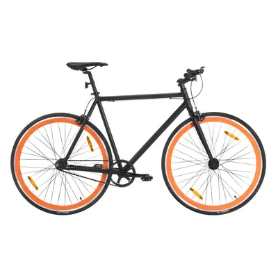 vidaXL Kolo s pevným převodem černé a oranžové 700c 55 cm