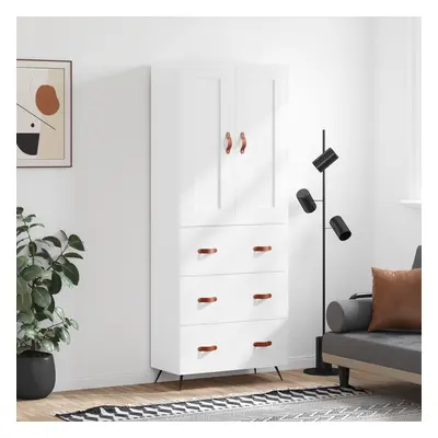 vidaXL Skříň highboard lesklá bílá 69,5 x 34 x 180 cm kompozitní dřevo