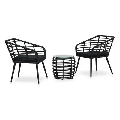 vidaXL 3dílný bistro set polyratan černý