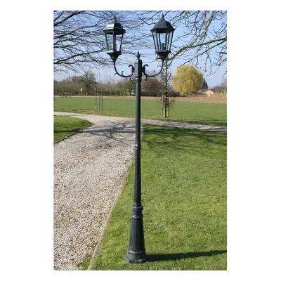 vidaXL Zahradní lampa vysoká 2ramenná 230 cm tmavě zelená/černá hliník