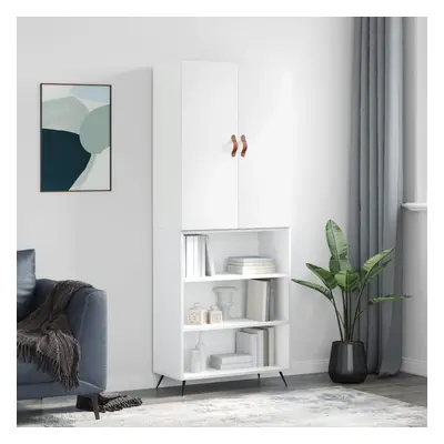 vidaXL Skříň highboard lesklá bílá 69,5 x 34 x 180 cm kompozitní dřevo