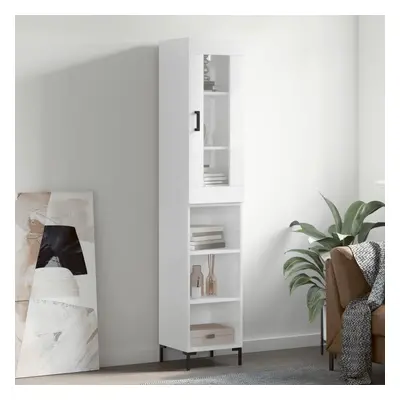 vidaXL Skříň highboard bílá s vysokým leskem 34,5x34x180 cm kompozit