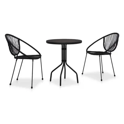 vidaXL 3dílný bistro set PVC ratan černý