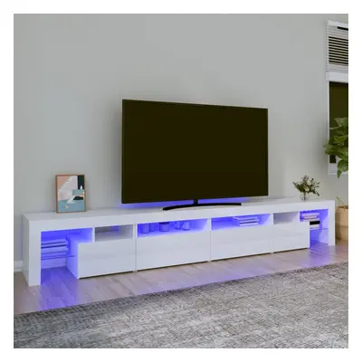 vidaXL TV skříňka s LED osvětlením bílá vysoký lesk 260x36,5x40 cm