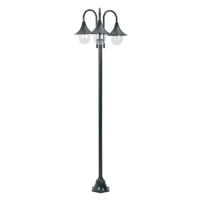 vidaXL Zahradní sloupová lampa 3 ramena E27 220 cm hliník tmavě zelená