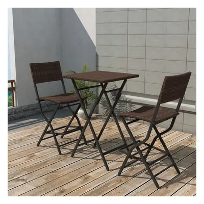 vidaXL 3dílný skládací bistro set ocel polyratan hnědý