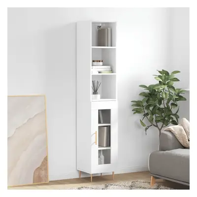 vidaXL Skříň highboard bílá s vysokým leskem 34,5x34x180 cm kompozit