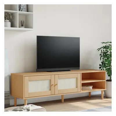 vidaXL TV skříňka SENJA ratanový vzhled hnědá 158x40x49 cm borovice