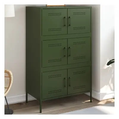 vidaXL Skříň highboard olivově zelená 68 x 39 x 113 cm ocel