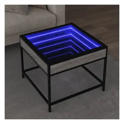 vidaXL Konferenční stolek s Infinity LED šedý sonoma 50 x 50 x 41 cm