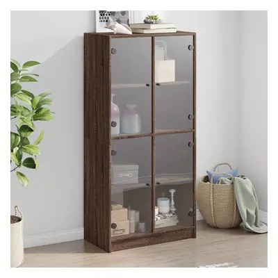 vidaXL Highboard s dvířky hnědý dub 68 x 37 x 142 cm kompozitní dřevo