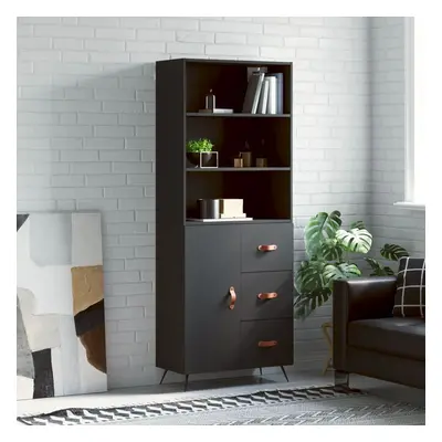 vidaXL Skříň highboard černá 69,5 x 34 x 180 cm kompozitní dřevo