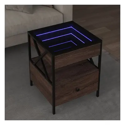 vidaXL Noční stolek s Infinity LED hnědý dub 40 x 40 x 51 cm