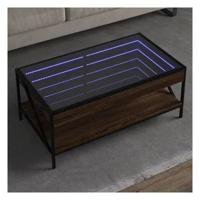 vidaXL Konferenční stolek s Infinity LED hnědý dub 90 x 50 x 38 cm