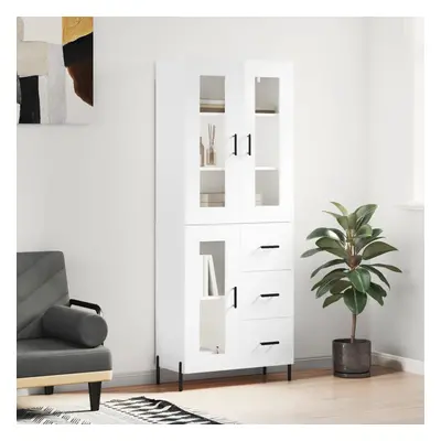 vidaXL Skříň highboard lesklá bílá 69,5 x 34 x 180 cm kompozitní dřevo