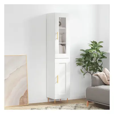 vidaXL Skříň highboard bílá s vysokým leskem 34,5x34x180 cm kompozit