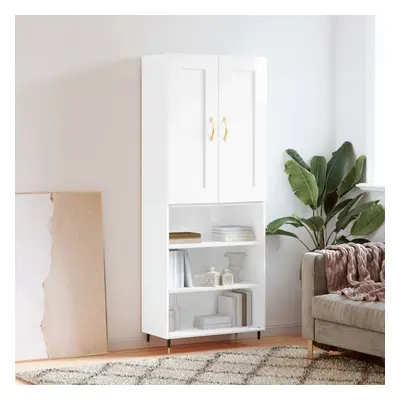 vidaXL Skříň highboard lesklá bílá 69,5 x 34 x 180 cm kompozitní dřevo