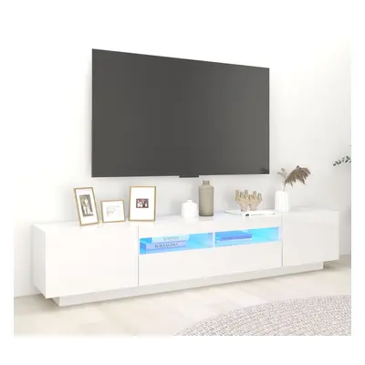 vidaXL TV skříňka s LED osvětlením bílá s vysokým leskem 200x35x40 cm