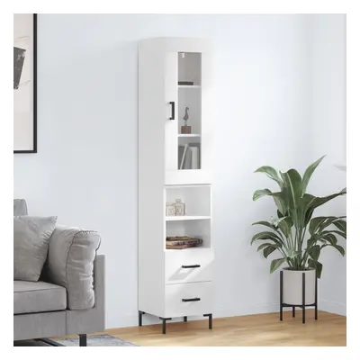 vidaXL Skříň highboard bílá s vysokým leskem 34,5x34x180 cm kompozit