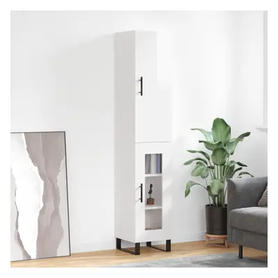 vidaXL Skříň highboard bílá s vysokým leskem 34,5x34x180 cm kompozit