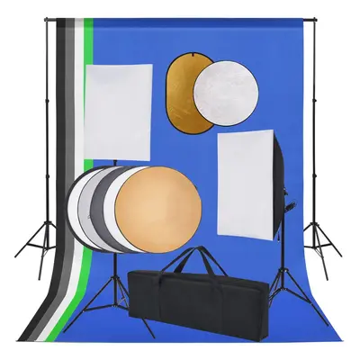 vidaXL Foto studio set se softboxy, fotopozadím a odraznou deskou