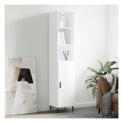 vidaXL Skříň highboard bílá s vysokým leskem 34,5x34x180 cm kompozit