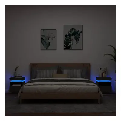 vidaXL Noční stolky s LED osvětlením 2 ks černé 40 x 39 x 48,5 cm