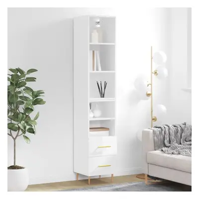 vidaXL Skříň highboard bílá s vysokým leskem 34,5x34x180 cm kompozit