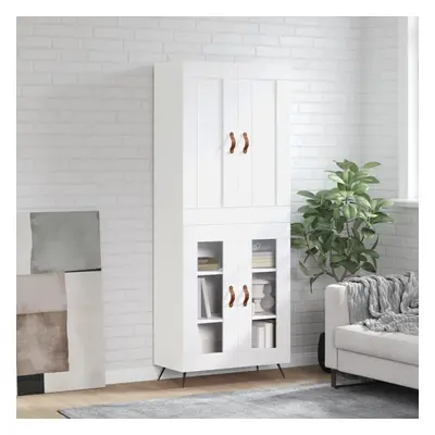 vidaXL Skříň highboard lesklá bílá 69,5 x 34 x 180 cm kompozitní dřevo