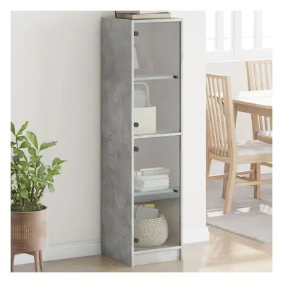 vidaXL Highboard se skleněnými dvířky betonově šedý 35 x 37 x 142 cm