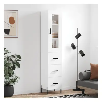 vidaXL Skříň highboard bílá s vysokým leskem 34,5x34x180 cm kompozit