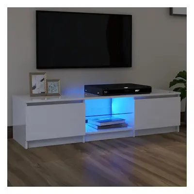 vidaXL TV skříňka s LED osvětlením bílá vysoký lesk 140 x 40 x 35,5 cm