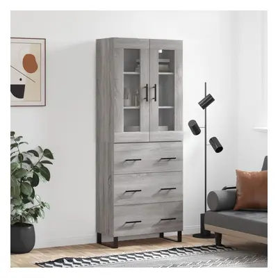 vidaXL Skříň highboard šedá sonoma 69,5 x 34 x 180 cm kompozitní dřevo