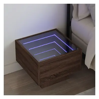 vidaXL Noční stolek s Infinity LED hnědý dub 40 x 40 x 30 cm