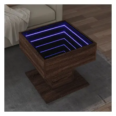 vidaXL Konferenční stolek s LED hnědý dub 50x50x45 cm kompozitní dřevo