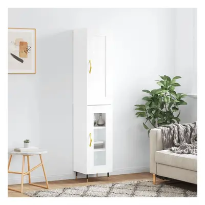 vidaXL Skříň highboard bílá s vysokým leskem 34,5x34x180 cm kompozit