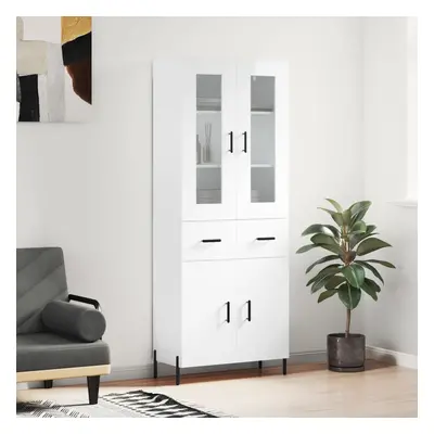 vidaXL Skříň highboard lesklá bílá 69,5 x 34 x 180 cm kompozitní dřevo