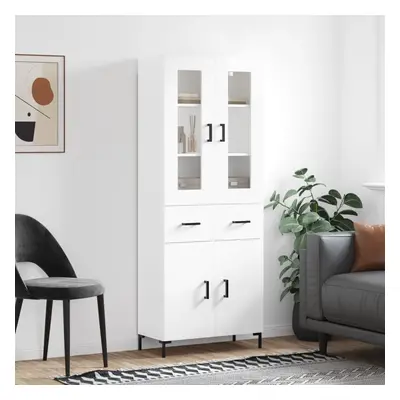 vidaXL Skříň highboard lesklá bílá 69,5 x 34 x 180 cm kompozitní dřevo