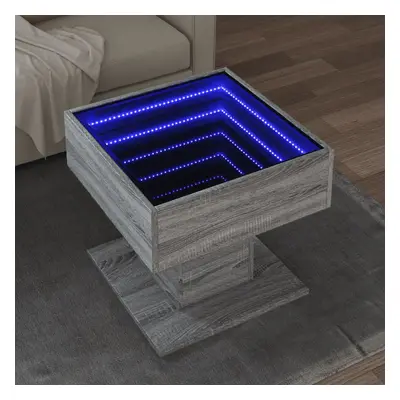 vidaXL Konferenční stolek s LED šedý sonoma 50 x 50 x 45 cm kompozit