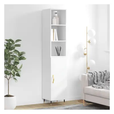 vidaXL Skříň highboard bílá s vysokým leskem 34,5x34x180 cm kompozit