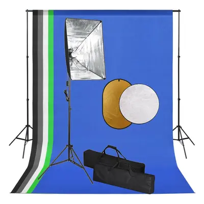 vidaXL Foto studio set se softboxy, fotopozadím a reflektory