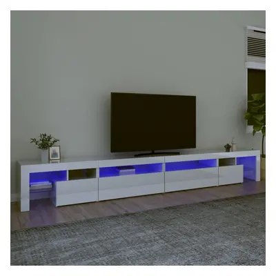 vidaXL TV skříňka s LED osvětlením bílá vysoký lesk 290x36,5x40 cm