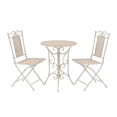 vidaXL 3dílný bistro set ocelový bílý